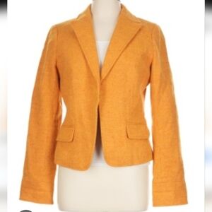 J. CREW Mustard Color Gold Orange Wool Tweed Fitted Blazer Stunning Sz 6